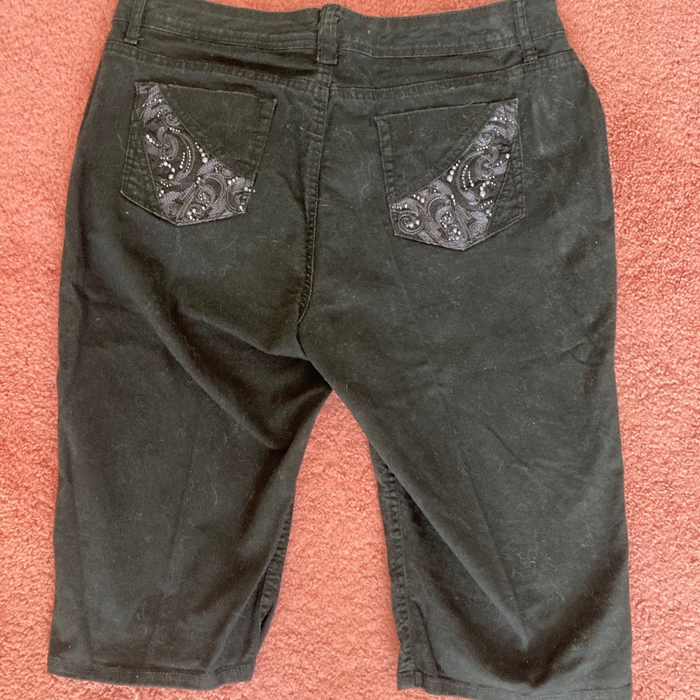 Gloria Vanderbilt Black Denim Gabby Skimmer Bermuda Shorts Size 14